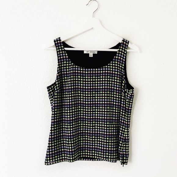 St. John Tops - St. John Silk Polka Dot Sleeveless Top M